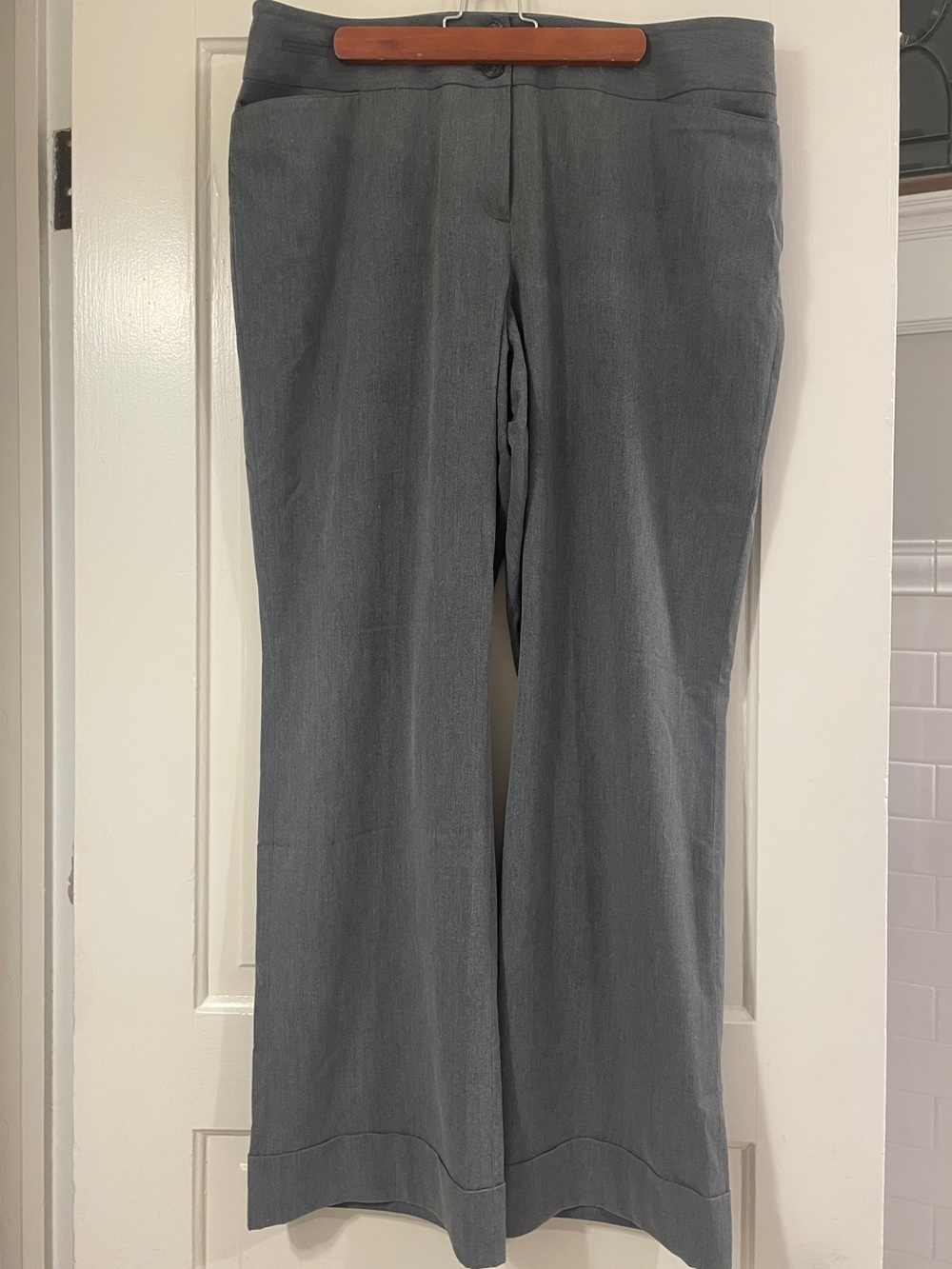 LOFT Gray Tailored Wide-Leg Pants